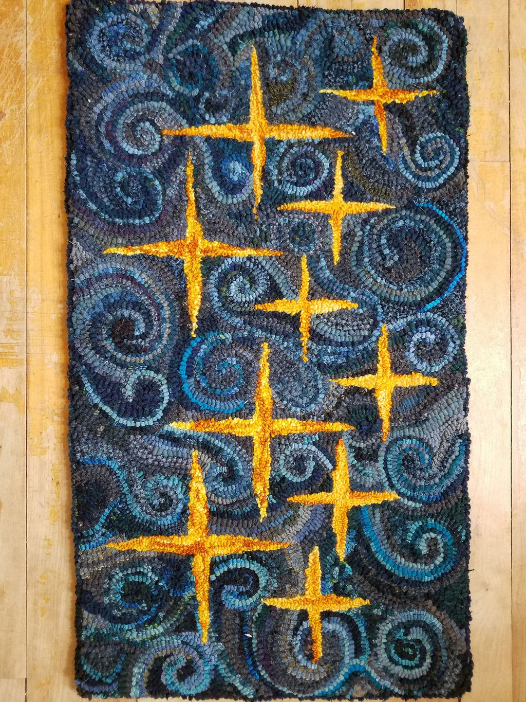 VanGogh Inspired Stars-Rug Hooking PATTERN on Rug Warp / Linen / Burlap / Paper
