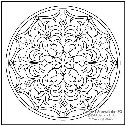 Amara Snowflake #3 - Rug Hooking PATTERN on Rug Warp / Linen / Burlap / Paper