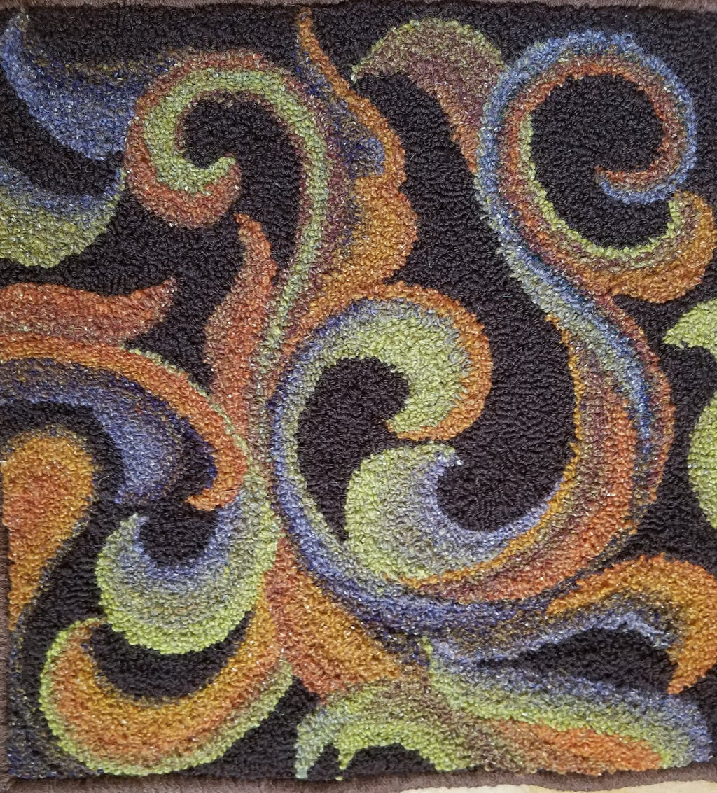 Shaded Swirls #2-Rug Hooking PATTERN on Rug Warp / Linen / Burlap / Paper