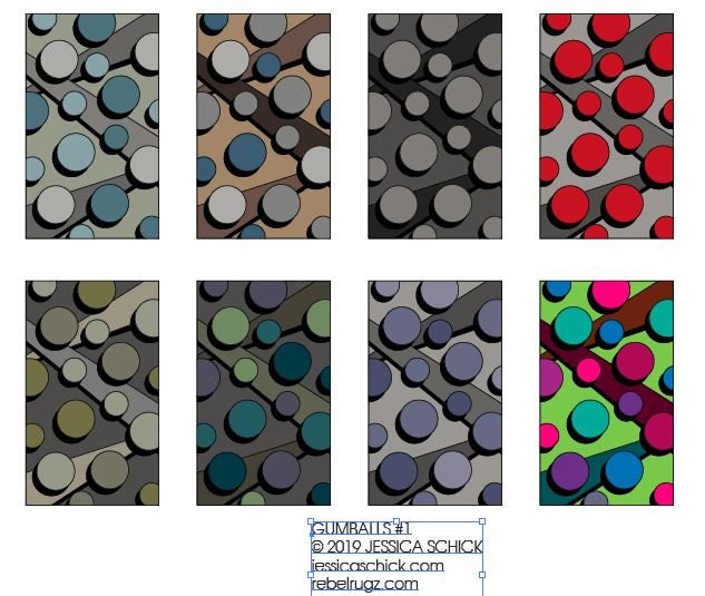 Gumballs #1 - Rug & Needlework PATTERN on Rug Warp / Linen / Burlap / Paper