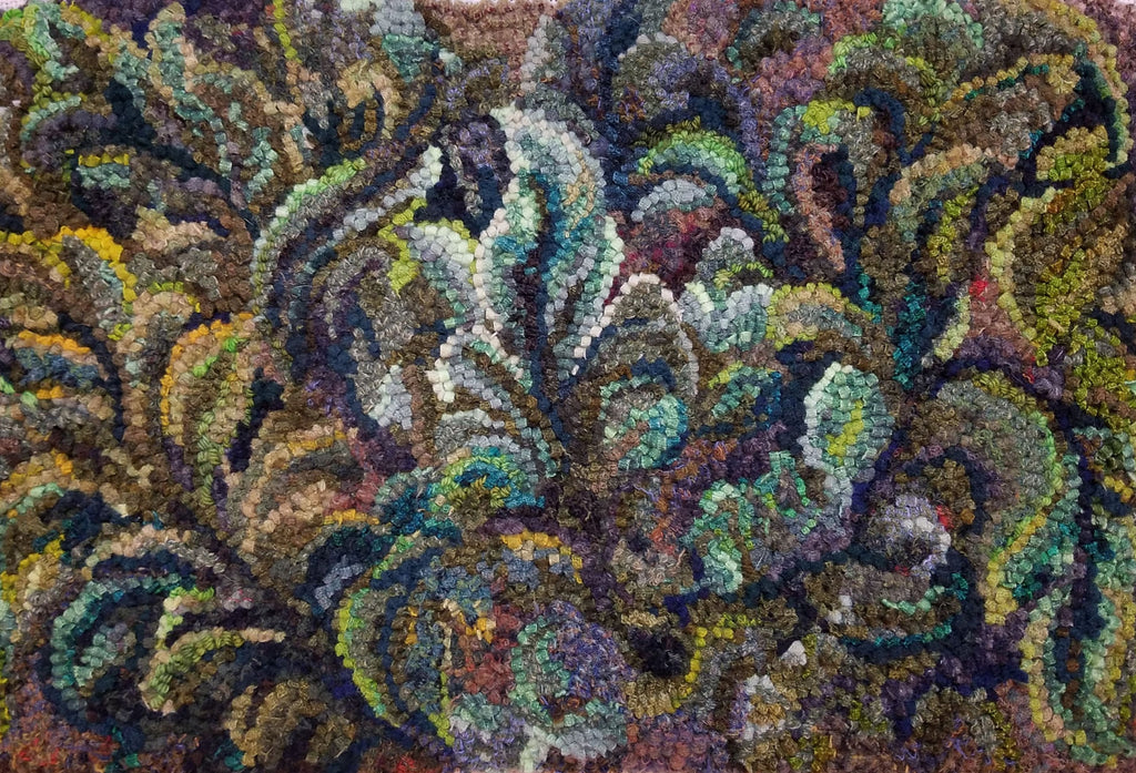 Lush Foliage-Rug Hooking PATTERN on Rug Warp / Linen / Burlap / Paper